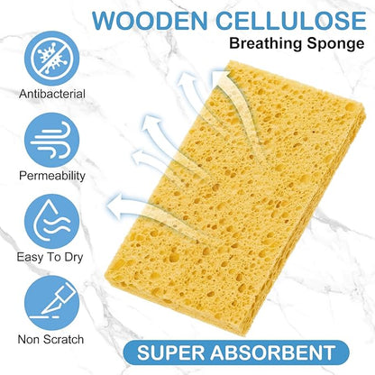 Zhengmy 90 Pieces Sponges Bulk Sponges Kitchen Compressed Sponge Natural Dish Sponge Compressed Wood Pulp Cleaning Without Scratching for Kitchen Bathroom, 3.9 x 2.4 x 0.12 Inch (Dark Color)