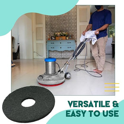 Teenyyou 12" Black Scrubbing Pads Commercial Cleaning Orbiter Pads-Maintenance Non Woven for Floor Buffer Machine 2 Pcs