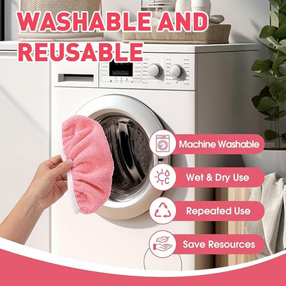 8Pcs Pink Reusable Mop Pads,Microfiber Mop Pads Compatible with Swiffer Sweeper, Dry Sweeping Cloths & Washable Wet Pads Refill for Floor