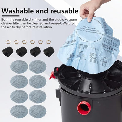 XSPANDER 8x Filters 90107/90137 and 4x Foam Sleeve 90585 & 6x Retaining Bands Fit for shop vac mini 1 gallon: 2011600(2E200); 1x1 vac: 2010100; Fit for Shop vac hang up (2015 Model)（18 Pieces)