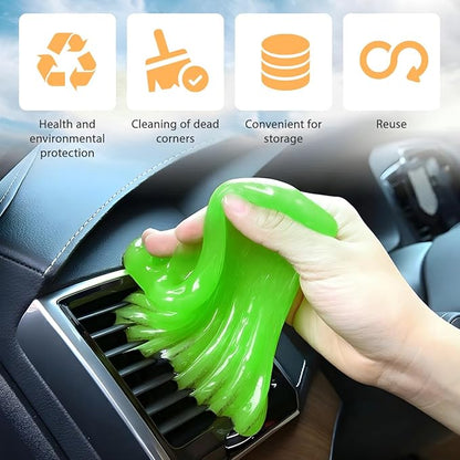 Car Cleaning Gel, Reusable Vehicle Air Vent Crevice Detailing Putty, Automotive Interior Detail Slime Cleaner Removal Tool Kit Accessories, Universal for SUV, Sedan, Truck (Green)
