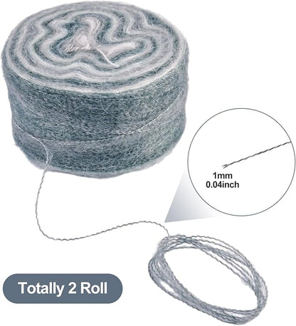 2 Roll Mohair Wool Yarn Soft for Crocheting Knitting Hand Washable Long Wool Yarn DIY Scarf Crochet Thread for Clothes Hats Sweater Scarf Craft Projects (Gray)
