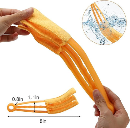 Window Blind Cleaner Duster Set, Washable Dusting Cleaner Air Vent Cleaning Brush Tools (Orange)