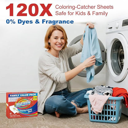 Laundry Color Catchers Sheets 120 Count,Color Catchers for Laundry Allow Clothes Mixed Washes and Prevents Color Run,Color Grabber Laundry Sheets,Fragrance Free Color Remover for Clothes