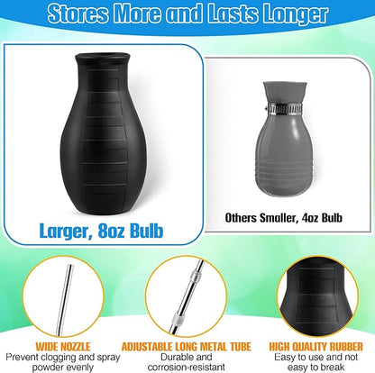 2PCS Diatomaceous Earth Powder Duster, Longer 9" to 22" Retractable Garden Powder Applicator Dispenser, 8 oz Bulb Duster Sprayer Insect for Home Organic Gardening Agricultural Supply(Black)