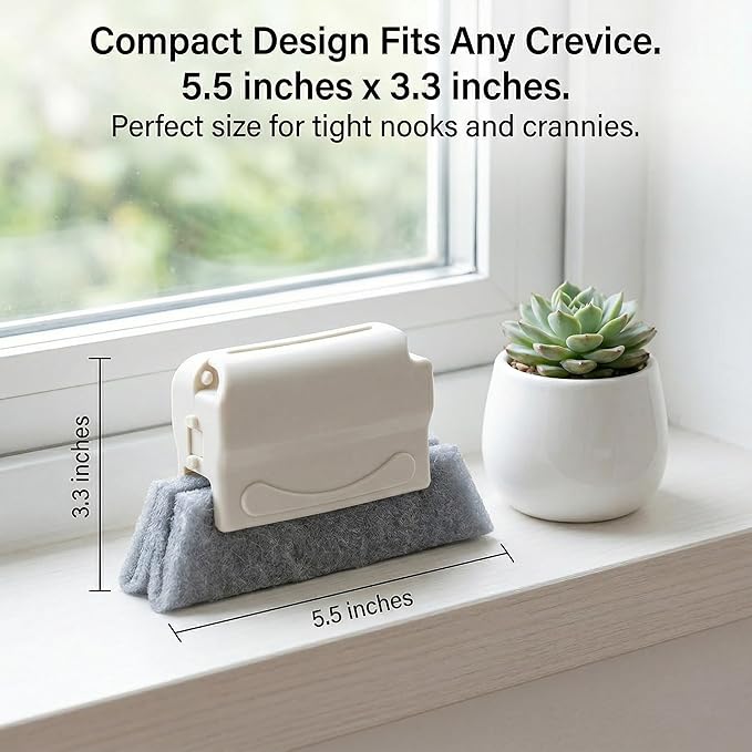 Window Track Cleaning Brush Set, Magic Window Groove Cleaner Tool for Sliding Door Tracks, Blinds & Baseboards, Gap Crevice Cleaning Brushes for Tile Lines, Shower Slots & Car Vents (Beige+Green)