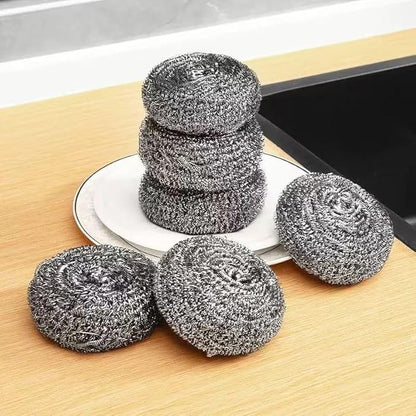 6-Piece Stainless Steel Sponge Scrubber - A Flexible Stainless Steel Velvet Scrubber for Cleaning Tableware, Kitchens, bathrooms, POTS, Pans, Grills and Sinks