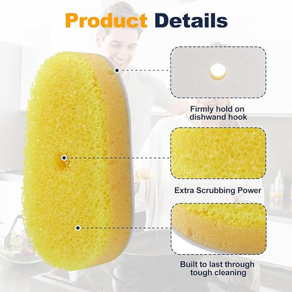 Packs Refill Heads Compatible with Dish Daddy, Non-Scratch Wand Refill Sponge Heads Compatible with Scrub Daddy, Upgrade Much Thicker and Durable (8.)