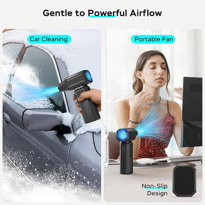 Compressed Air Duster,130000RPM Electric Portable Air Duster,Stepless Speed Mini Blower,No Canned Dust Blower,Rechargeable Cordless Jet Fan for Computer Keyboard Car Cleaning,Dry-Yellow
