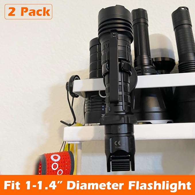 MUTUACTOR Universal Magnetic Mount Heavy Duty Hooks for Flashlight Holder,Anti-slipLarge Opening Durable Magnets Flexible Clamps for Garage Organize Garden Workshop Tools Storage,8PCS