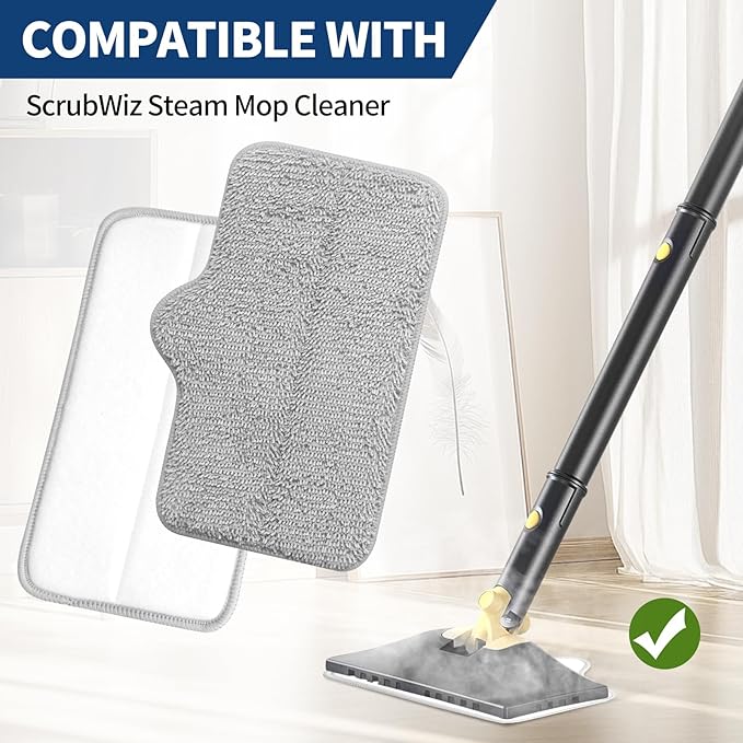 Steam Mop Pads Compatible with ScrubWiz & LABIGO Steam Mop Cleaner - Washable and Reusable Microfiber Replacement Mop Pads for Cleaning Floors and Carpets, 6 Pack
