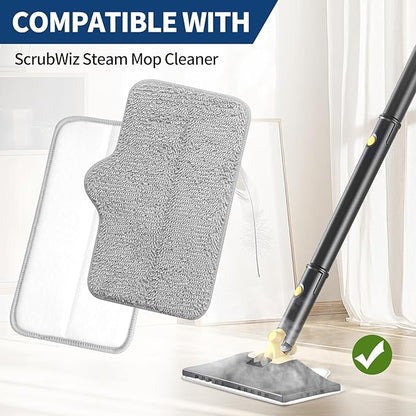 Steam Mop Pads Compatible with ScrubWiz & LABIGO Steam Mop Cleaner - Washable and Reusable Microfiber Replacement Mop Pads for Cleaning Floors and Carpets, 6 Pack