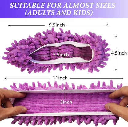 M-jump 8 PCS 4 Pairs Duster Mop Slippers Cover, Multi Function Chenille Fibre Washable Dust Mop Floor Cleaning Shoes for Bathroom, Office, Kitchen, House Polishing