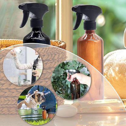 OFFIDIX Glass Spray Bottles for Cleaning,16 OZ 2 Pack Continuous Empty Water Mister Spray Bottles for Hair,Plants Mister,Adjustable Nozzle,Amber