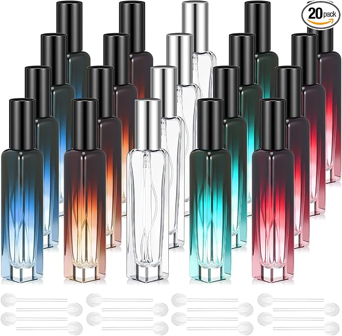 Domensi 20 Pcs 10/15/20/30 ml Perfume Travel Refillable Glass Bottles Spray Bottle Perfume Atomizer for Cologne Dispenser Leak-proof Fragrance Bottles Atomizer Pump Kit (15 ml,Amber Color)
