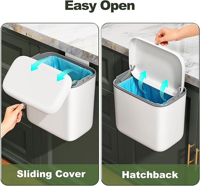 CTIME Compost Bin Kitchen 1.8 Gallon, Hanging Small Compost Bin for Countertop or Under Sink, Indoor Food Waste Bin for Kitchens Bathrooms Living Rooms RVs Bedroom