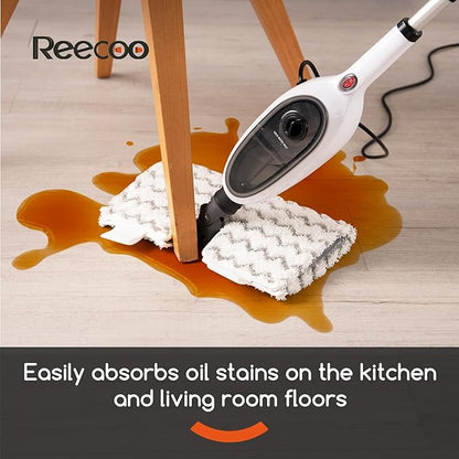 REECOO Steam Mops for Floor Cleaning, Unique Double-Sided Flip Design, 15 Seconds Fast Heating，10-in-1 Steam Cleaner for Kitchen, Living Room Wood Floor Tile Cleaning