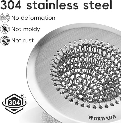 Sink Drain Strainer, Reversible Easy Clean Mesh Sink Strainer with 304 Stainless Steel, Wokdada Revolutionary Anti-Rust Large Kitchen Sink Strainer Food Catcher for Garbage Disposal Without Clogging