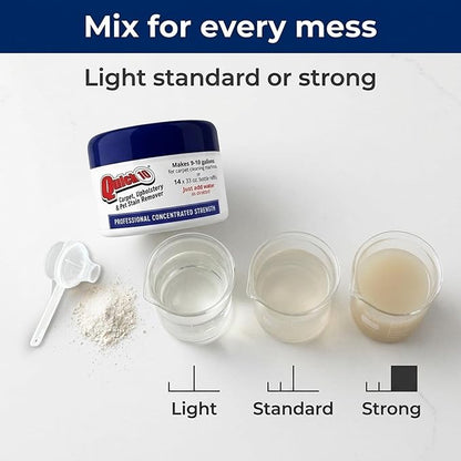 Quick 10 Carpet & Upholstery Cleaner Concentrate Refill Jar - Professional Strength Stain Remover for Pet Odors, Coffee, Wine, Food & Blood – Safe for Fabric, Leather, Walls & Vinyl