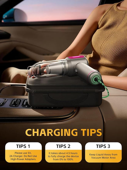REWONDER Handheld Car Vacuum Cleaner, 22000Pa & 110000RPM Powerful Suction Car Vacuum, Cordless Portable Vacuum with 7800mAh Battery, Multi-Nozzles & Storage Bag for Car, Home, Pet Hair Cleaning
