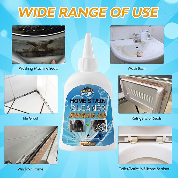 Mold Stain Remover Gel,Washing Machine Cleaner Front Load Washer Gasket Mold Remover Home Stain Cleaner Cleaning Gel for Grout Caulk, Bathroom, Shower, Bathtub, Refrigerator Cleaning Solution 0503