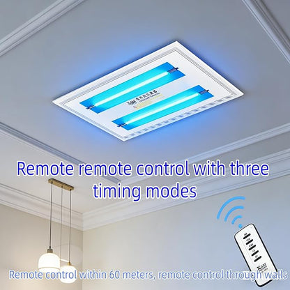 UV Light with Ozone,Wireless Remote Control & 3 Timer SettingsUV Lamp with 2 Quartz Tubes for 360° Coverage,Home Office Restaurant Hotel-Use When Unoccupied (US-007172W-Q)