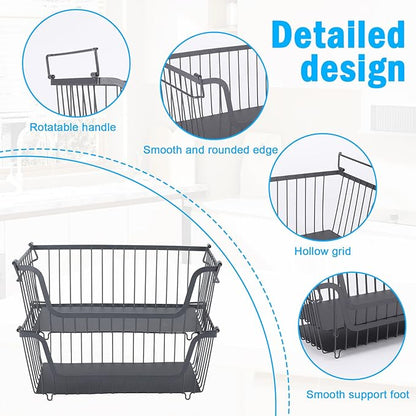 2 Pack Trash Bag Dispenser, Stackable Garbage Bag Holder Cleaning Supplies Organizer, Space-Saving Under Sink Organizer, Metal Wire Storage Basket for Laundry Room Kitchen Pantry Storage