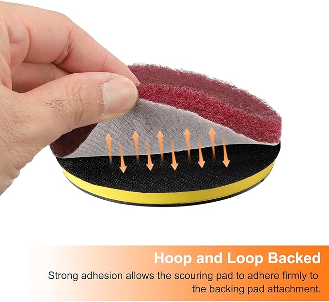 HARFINGTON 20pcs Scrubber Scouring Pads 800 Grits 3 Inch Drill Power Brush Hoop and Loop Surface Conditioning Disc Drill Scuffing Disc Scrub Pads for Home Kitchen Cleaning, Grey