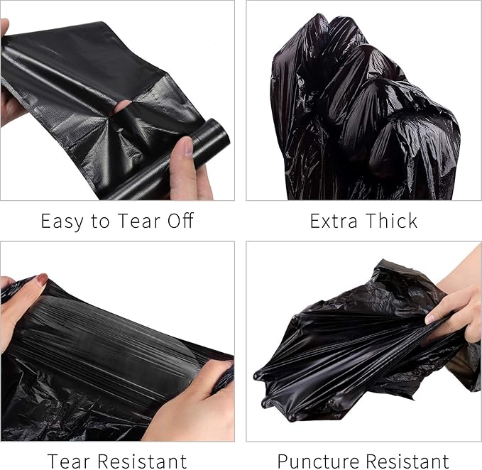 Toplive Trash Bag 4 Gallon Garbage Bag Small Trash Bags Wastebasket Bin Liners for Home Bathroom Bedroom Kitchen Office Trash Can, Black