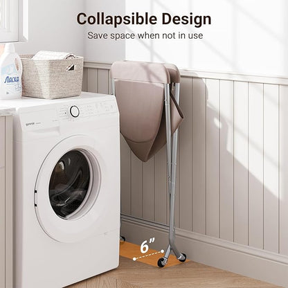 ELYKEN Laundry Cart with Wheels, 32”H Easy Rolling Laundry Hamper with Removable Liner Bag, Sturdy Metal Frame Clothes Basket with 4 Casters and 2 Brakes