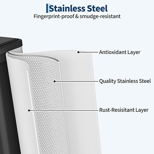 16 Gallon/60 L Dual Trash Can, Stainless Steel Garbage Can with Soft-Close Lid & Step Pedal, 2 x 8 Gallon Commercial Double Recycling Bin with 2 Removable Inner Buskets for Kitchen Office, White