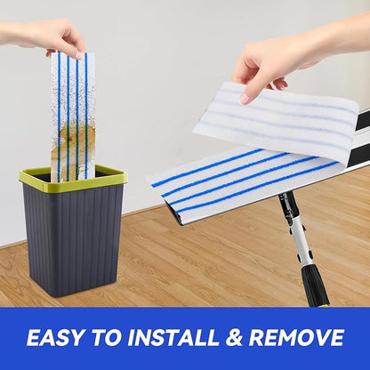 Replacement Disposable Microfiber Pad Fit for Rubbermaid Quick Connect Mop System - 50 Pack Wet & Dry Commercial Cleaning Refills with Scrubbing/Scouring Stripes Fit for Any Flat System 17 and 18 Inch