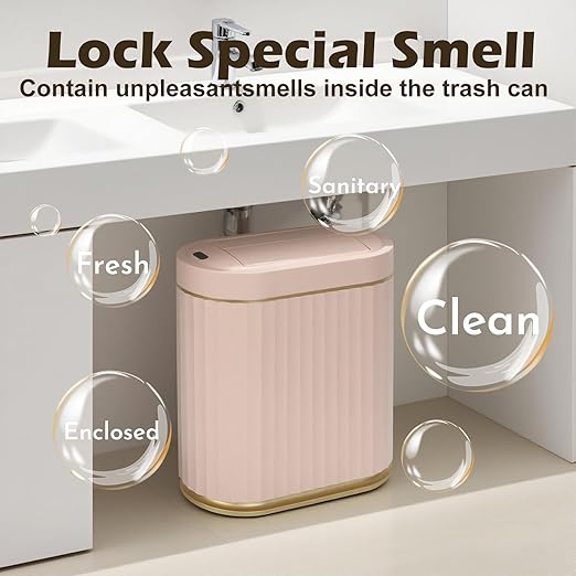 SYNCVIBE Bathroom Trash Can with Lid Butterfly 2 Gallon Sensor Trash can, Dorm Decor Waterproof Garbage Can, Automatic Slim Trash Bin, Under-Counter Wastebasket for Kitchen, Bedroom, Living Room, Pink