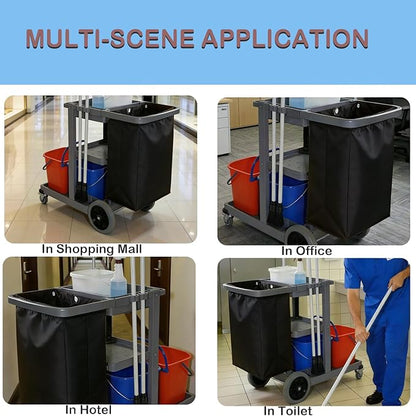 High Capacity Replacement Janitorial Cart Bag, Waterproof, Thickened Housekeeping Cart Cleaning Bag, 16 x 11 x 27 Inches