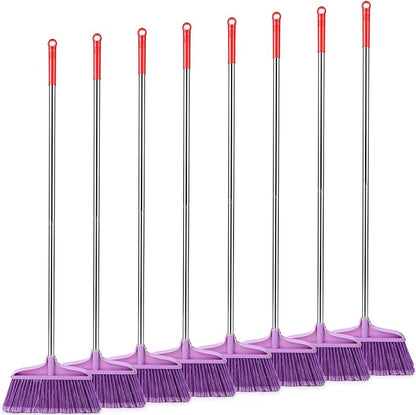 Lasnten Lasnten 8 Pack Heavy Duty Broom for Indoor Outdoor 49 Inches Commercial Broom with Stainless Steel Detachable Long Handle Commercial Cleaning Tools for Home Garage Office Patio Floor, Purple
