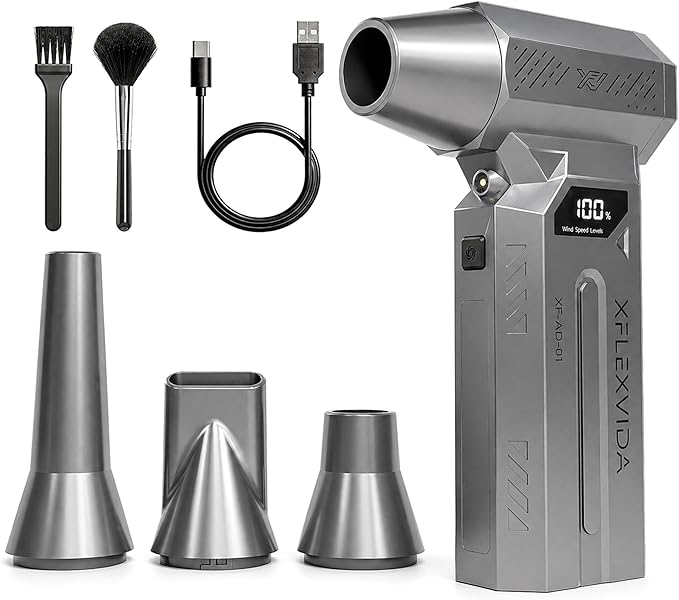Compressed Air Duster-120000RPM Super Power Electric Air Duster, 4-Gear Adjustable Mini Blower with Fast Charging, Dust Blower for Computer, Keyboard, House, Outdoor and Car