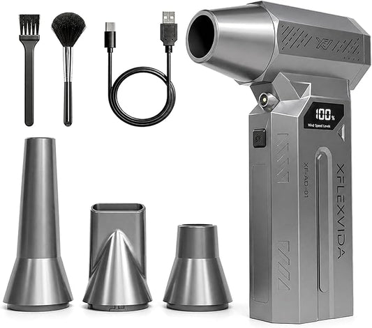 Compressed Air Duster-120000RPM Super Power Electric Air Duster, 4-Gear Adjustable Mini Blower with Fast Charging, Dust Blower for Computer, Keyboard, House, Outdoor and Car