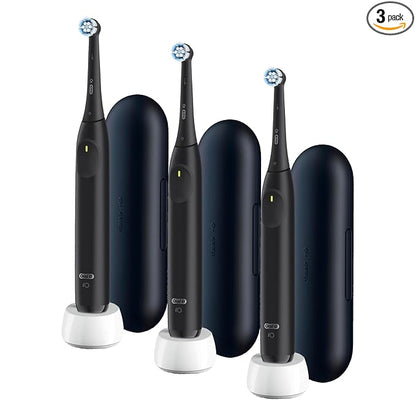 Oral-B Rechargeable Electric Toothbrush, iO Limited Simple Clean, 3 Cleaning Modes, Automatic Pressure Sensor to Protect Gums, Travel Case, Night Black (Pack of 3)