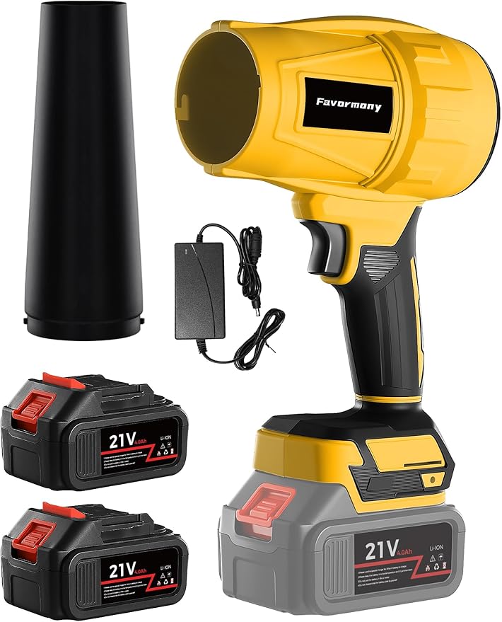 Cordless Leaf Blower, Electric Handheld Blower 600,000 RPM for Lawn Care, Christmas Tree Cleaning, 2×4.0Ah Batteries, Extended Nozzle, Lightweight Mini Leaf Blowers for Patio, Yard, Car Drying