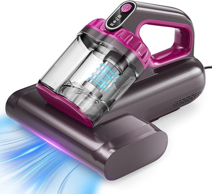 BYHUME Mattress Vacuum Cleaner, 17Kpa Bed Vacuum Cleaner, 273nm UV-C Light & Ultrasonic 145°F Heating, 80000 RPM/Min Brushroll Rotation, Wide Suction Port for Pillows Cribs Sofa, Black Corded