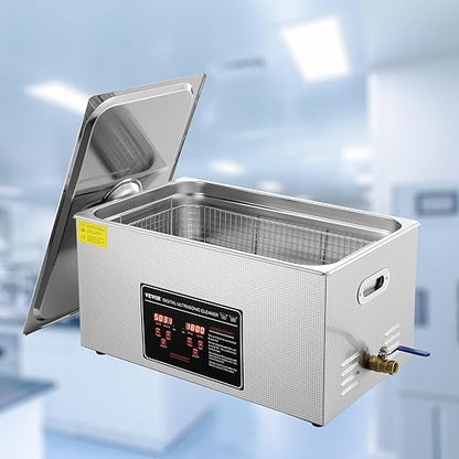 VEVOR Ultrasonic Cleaning with Digital Timer & Heater, Professional Ultra Sonic Jewelry Cleaner, Stainless Steel Heated Cleaning Machine for Glasses Watch Rings Small Parts Circuit Board (22L)
