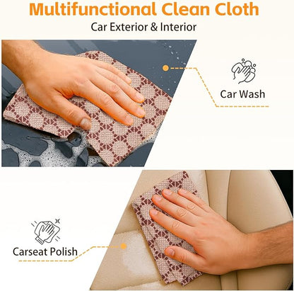 Microfiber Cleaning Cloth Roll, 50 Tear-Away Sheets, Reusable & Washable, Lint-Free, Non-Scratch Highly Absorbent Cleaning Cloths for Kitchen, Home, Window & Screens, Brown Dot, 12 x 12 in