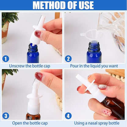 10 Pcs Nasal Spray Bottle, 10ML/0.35OZ Glass Brown and Bule Nasal Spray Bottles Empty Refillable with 2 Funnels and 2 Labels