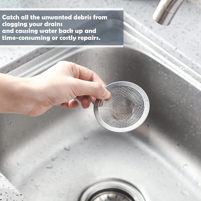 Shimeyao 100 Pcs 2.75 Mesh Sink Strainers Stainless Steel Drain Strainer Mesh Shower Drain Hair Catchers for Bathroom Kitchen for Lavatory Balcony Laundry Mop Pool RV Sink