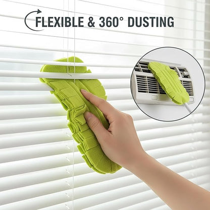 10 Pack Duster Refills Reusable Fleece Cleaning Pads with 2 Dusting Wand, Washable Multi Surface Refill Tools for Home, Blinds, Car, Pet, Furniture, Fans