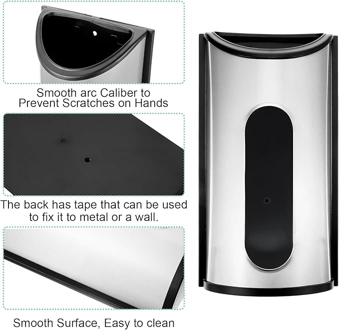 2 Pack Wall Mounted Trash Bag Holder, Grocery Bag Holder Stainless Steel Kitchen Trash Bags Organizer Anti-Fingerprints and Scraw for Kitchen Garage Barn Storage Room