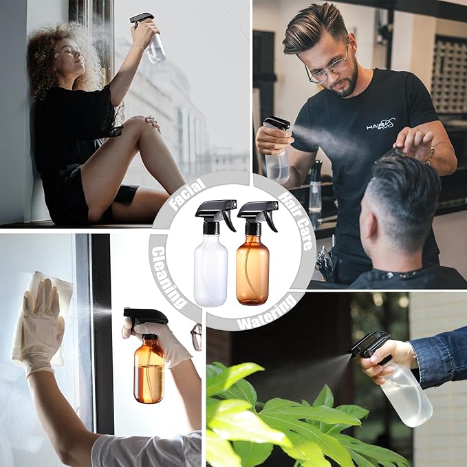 GearTrust Spray Bottles 10 oz BPA-free Matt Plastic Small Squirt Bottle, Fine Mist/Strong Stream Adjustable, Refillable Empty Mister Water Spray Bottles for Hair, Plant, Cleaning, Pet