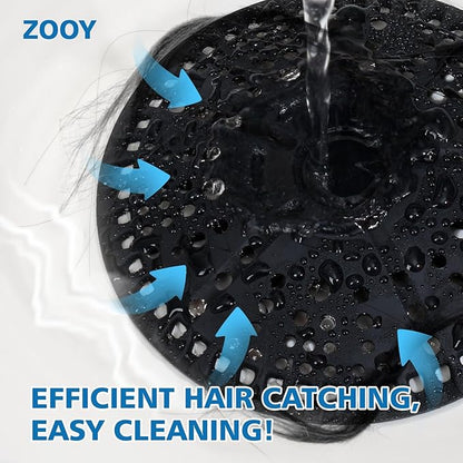 ZOOY Shower Drain Hair Catcher, 2 Pack 5.5 Inch Silicone Large Drain Cover, Bathroom Hair Drain Catcher, Flat Anti-Clog Hair Trap for Shower, Bathtub, Tub & Sink Hair Strainer(Dark Grey)