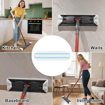 Mop Pads Replacements Compatible with O Cedar H2prO Flat Mop System Microfiber Mop Replacement Heads for O-Cedar/Vileda H2prO Flat Floor Mop, Washable & Reusable Pad Refills for Deep Cleaning, 4 Pack