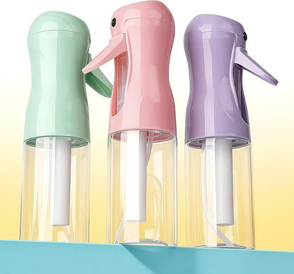 3Pcs Continuous Spray Bottles For Hair,Ultra Fine Mister for Hair Styling, Plants, Cleaning, Salon, Misting & Skin Care (200ML Green+Pink+Purple)
